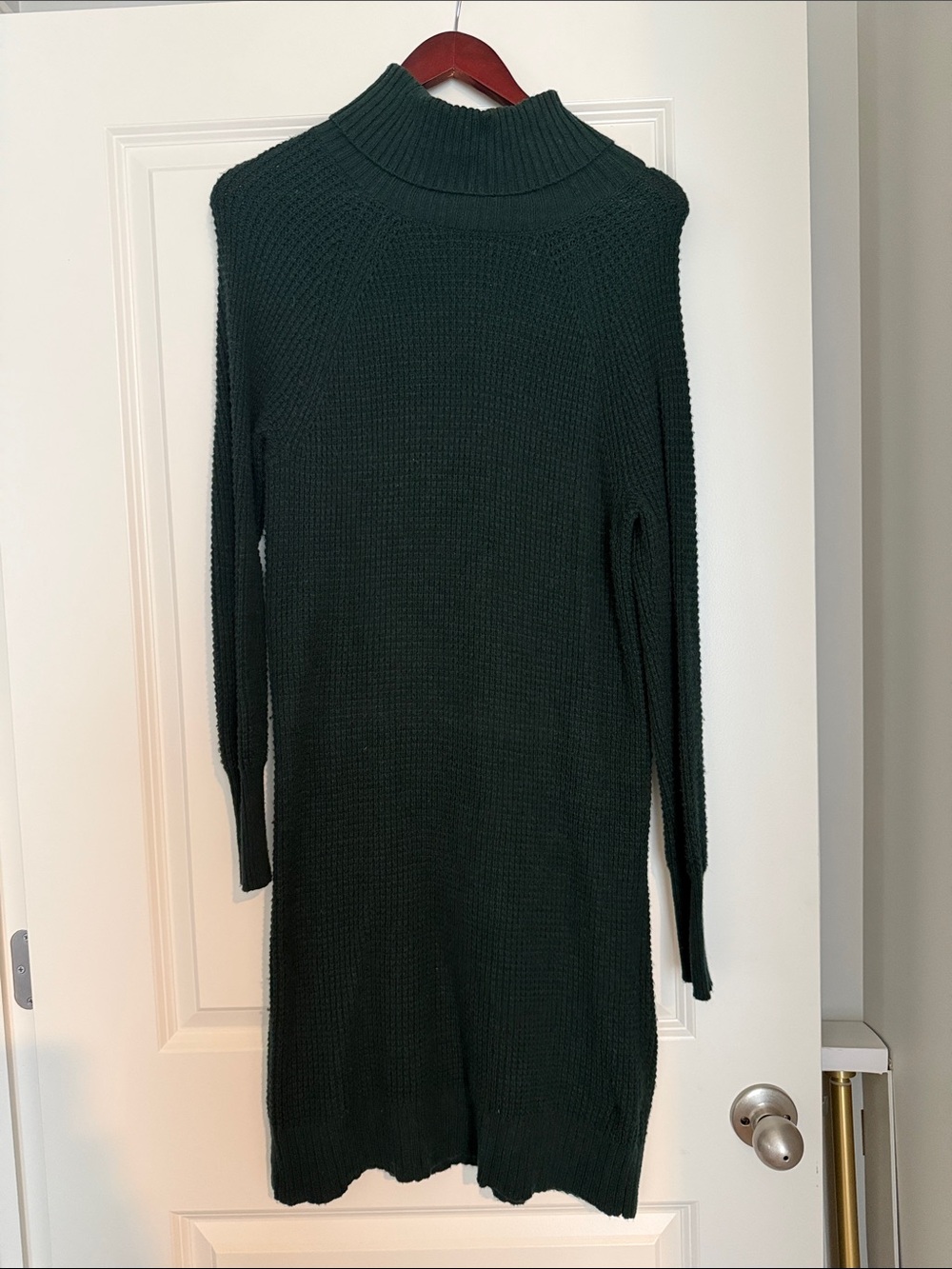 Daily Ritual Dark Green Long-Sleeve Knit Sweater Dress